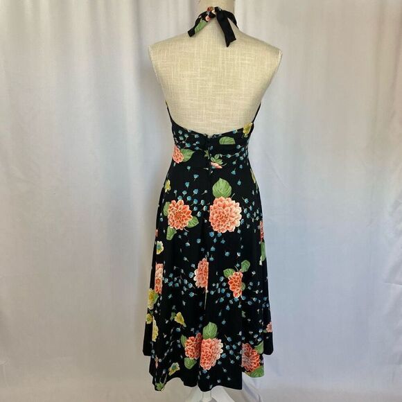 Rare Vintage Designer Lillie Rubin Floral Halter Midi Dress Women’s XS-S Retro - Picture 3 of 14